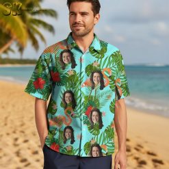 Multiple funny Hawaiian shirt designs displayed side by side showing various comedic themes and patterns