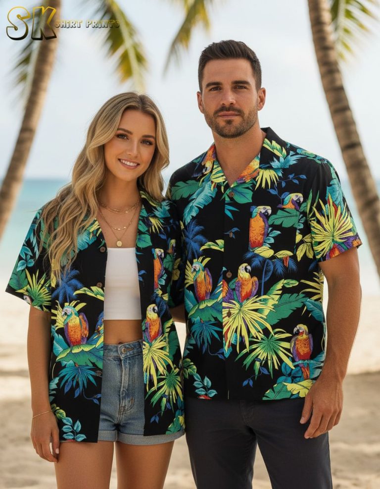 Tropical Parrot Hawaiian Shirt – Colorful All-Over Print Summer Beach Shirt