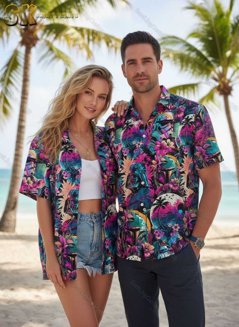 Men’s Star Wars Hawaiian Shirt – Tropical Button Down for Beach Vacation and Summer Adventures