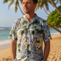 Men's Vintage Hawaiian Shirts collection showing multiple tropical print designs