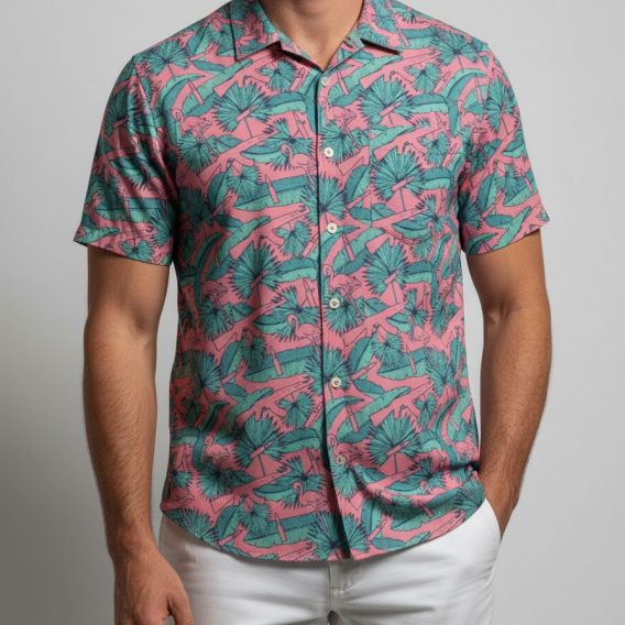 Military Hawaiian shirt with combat-themed tropical pattern for tactical enthusiasts