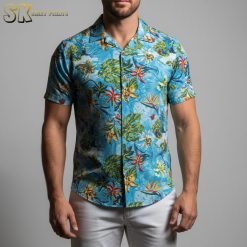 Military Hawaiian shirts featuring combat-themed tropical designs and army-inspired patterns
