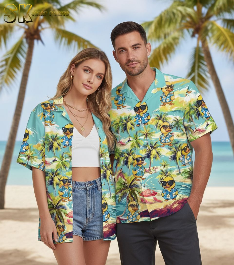 College sports fan wearing green Oregon Duck Hawaiian shirt in tailgate lifestyle scene