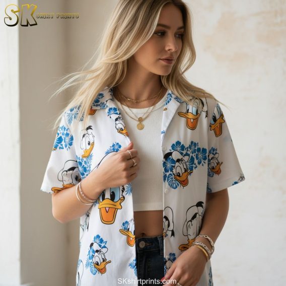 Oregon Ducks Hawaiian shirt collection featuring duck mascot prints with tropical patterns