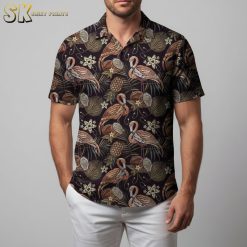 Colorful party aloha shirt featuring flamingo pattern ideal for celebrations and events