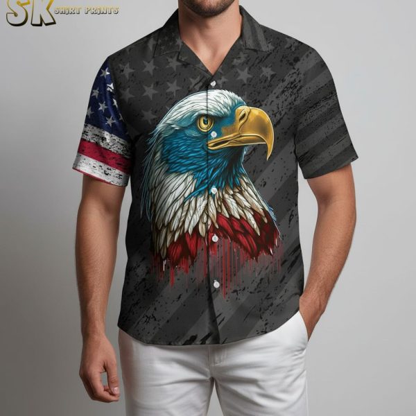 Bald Eagle Hawaiian Shirt for Men Women - American Pride Beach Vacation Shirt Short Sleeve Button Down