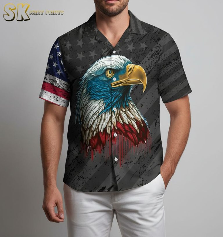 Bald Eagle Hawaiian Shirt for Men Women – American Pride Beach Vacation Shirt Short Sleeve Button Down