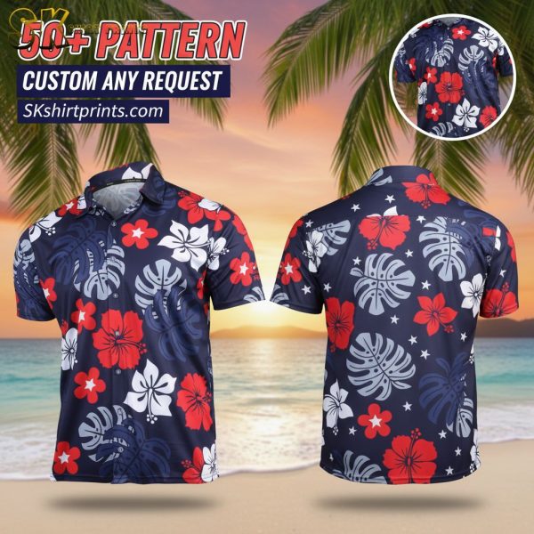 Patriotic Hawaiian Shirt - American Flag Button Down for Beach Vacation and Summer Parties