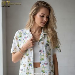 Pina colada Hawaiian shirt showcasing tropical cocktail designs with coconut drinks and beach bar graphics