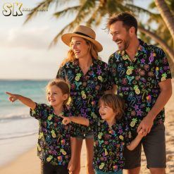 Collection of pina colada shirts showing various tropical Hawaiian shirt designs