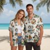 Pirate Hawaiian shirt with traditional tattoo maritime print showing mermaids, anchors and sailing ships