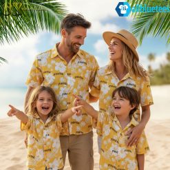 Pirate skull Hawaiian shirt collection showing multiple color variations and styles