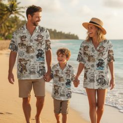 Pittsburgh Pirate Hawaiian shirt collection featuring cats in team colors with baseball and pirate themes