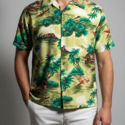 Retro aloha shirts 70s surfer style with beach paradise tropical print design