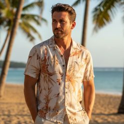 Multiple Rooster themed Hawaiian shirt designs displayed side by side showing different tropical patterns and colors