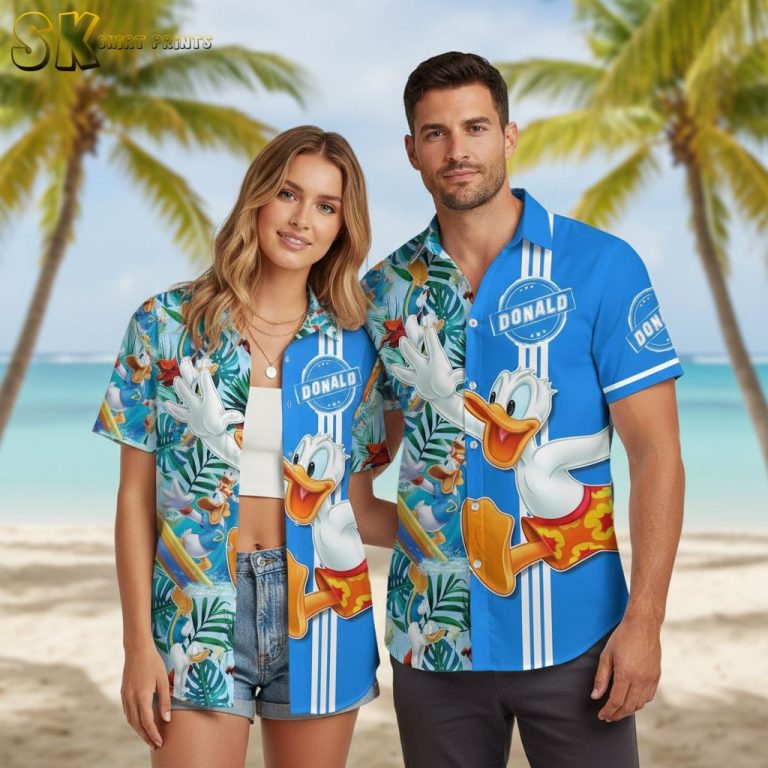 Donald Duck Disney Hawaiian Shirt – Men’s Classic Button Down Short Sleeve Tropical Shirt
