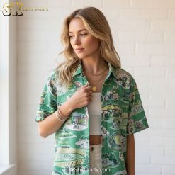 Rubber duck Hawaiian shirt size chart and product specifications display