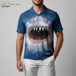 San Jose Sharks themed Hawaiian shirt with team colors and tropical design