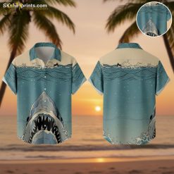 Sharks Hawaiian shirt with tropical ocean print design for men and women