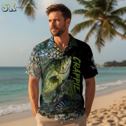 Collection of shirt with fish print showing various tropical fish designs and color options for men