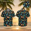 Colorful shirt with fish print featuring tropical design on Hawaiian button up summer shirt