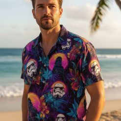 Collection overview displaying multiple Disney Star Wars aloha shirt designs arranged side by side