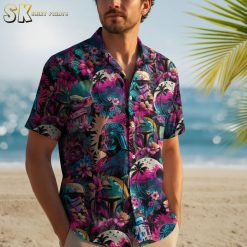 Collection overview displaying multiple Star Wars Hawaiian shirt designs side by side with different character themes