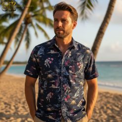 Multiple Star Wars Aloha shirt designs displayed side by side showing different character themes and patterns