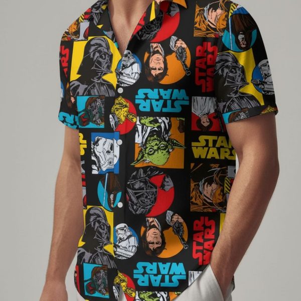Star Wars Hawaiian Shirts for Men - Tropical Galaxy Button Up Shirt Perfect for Beach Vacation and Summer Adventures
