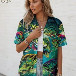 Swedish fish Hawaiian shirts size specifications chart showing novelty candy-themed design