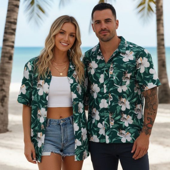 Tactical aloha shirt in color 3 showcasing military-inspired island print