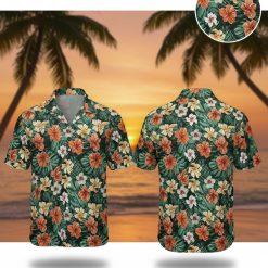 Tropical floral shirt for men featuring vibrant botanical prints on lightweight casual button down design