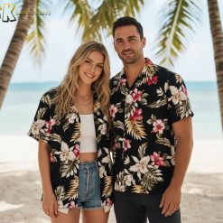 Tropical floral shirt mens summer vacation button up beach wear casual