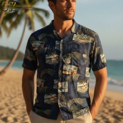 Vintage Harley Davidson Hawaiian shirt collection featuring motorcycle-themed tropical designs