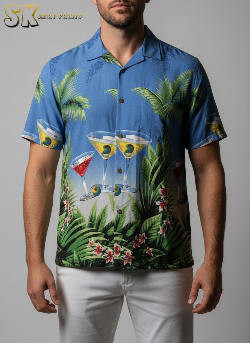 Vintage hawaiian shirts retro design with classic tropical motifs and authentic styling