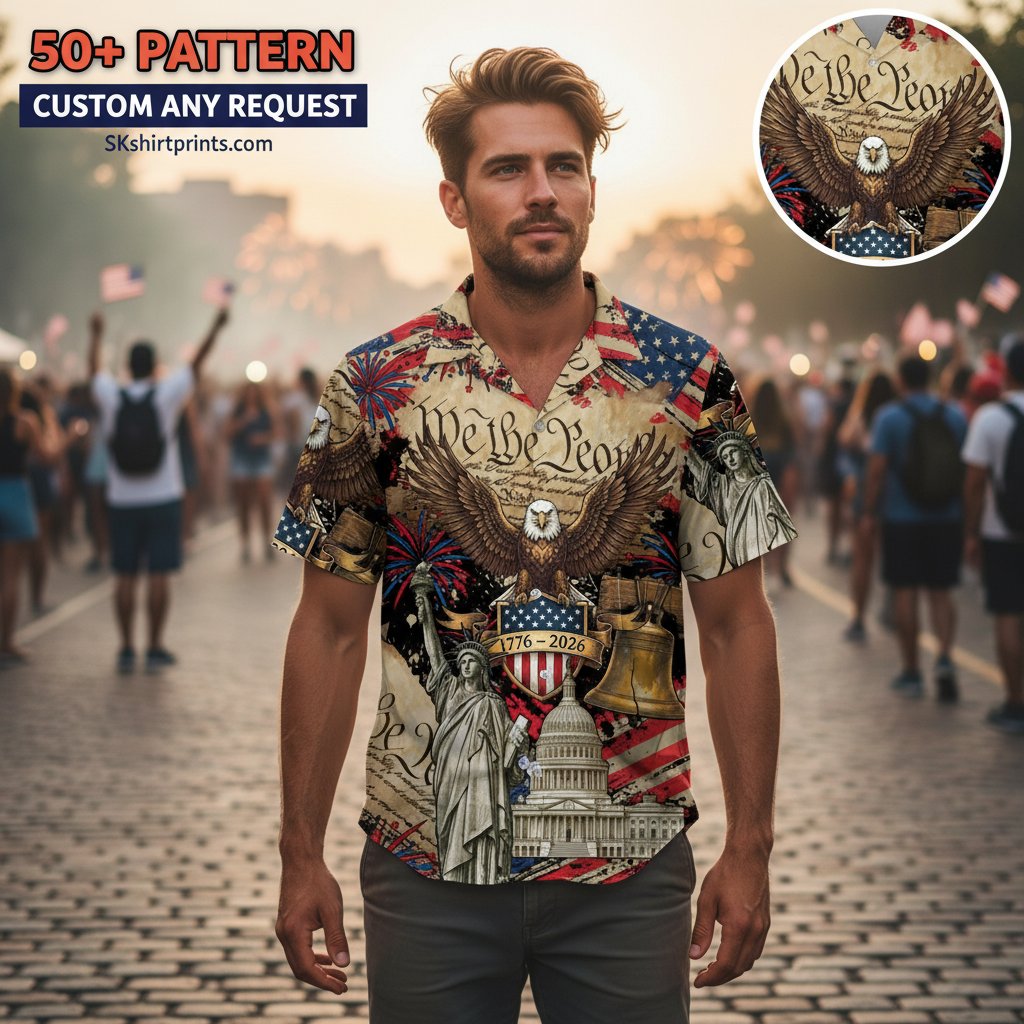 1776 2026 Hawaiian shirt collection featuring patriotic eagle designs for America's 250th anniversary celebration