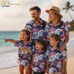 4th of July Hawaiian shirt collection showcasing various eagle flag patriotic designs