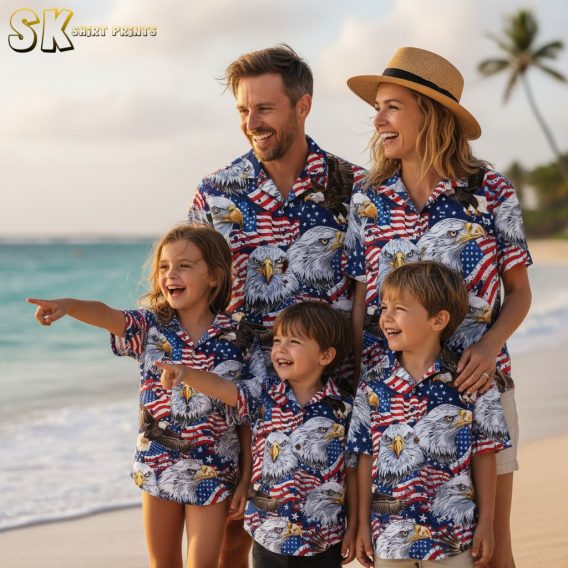 4th of July Hawaiian shirt collection showcasing various eagle flag patriotic designs