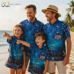 American heritage Hawaiian shirt collection showing multiple color variations of patriotic eagle design