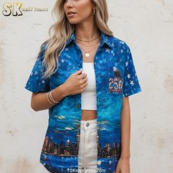 Celebrating America Hawaiian button shirt size specifications and product details chart