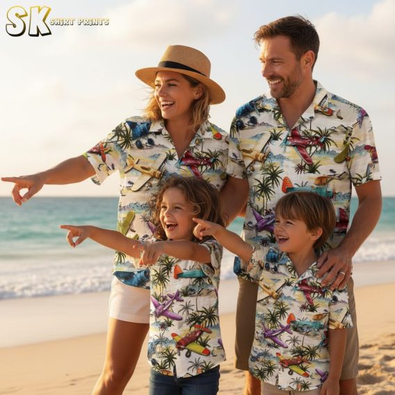 Chicago White Sox Hawaiian shirt collection featuring vintage airplane designs in team colors with tropical elements