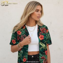 Chinese dragon Hawaiian shirt sizing chart and product specifications