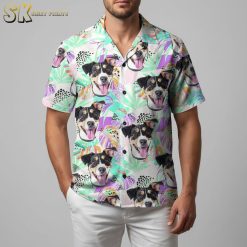 Custom dog Hawaiian shirt with colorful tropical pattern perfect for summer wear