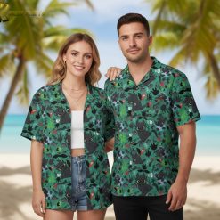 D&D Hawaiian shirt showcasing dragon pattern with fantasy gaming elements and tropical design