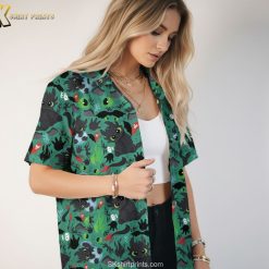 D and D Hawaiian shirt product specifications showing dragon print details and shirt features