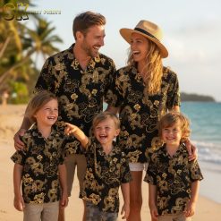 D&D Hawaiian shirt collection showing various color options with dragon designs