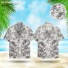 Dragon aloha shirt featuring intricate traditional Asian dragons with scales and flowing bodies in monochromatic design