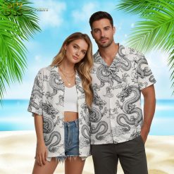 Dragon Quest slime Hawaiian shirt with gaming-inspired dragon patterns and fantasy elements