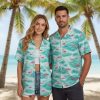 Flamingo hawaiian shirt womens style with pink flamingos and tropical mountain scenery