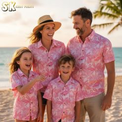 Flamingo tropical wear collection showing multiple shirt styles and color variations